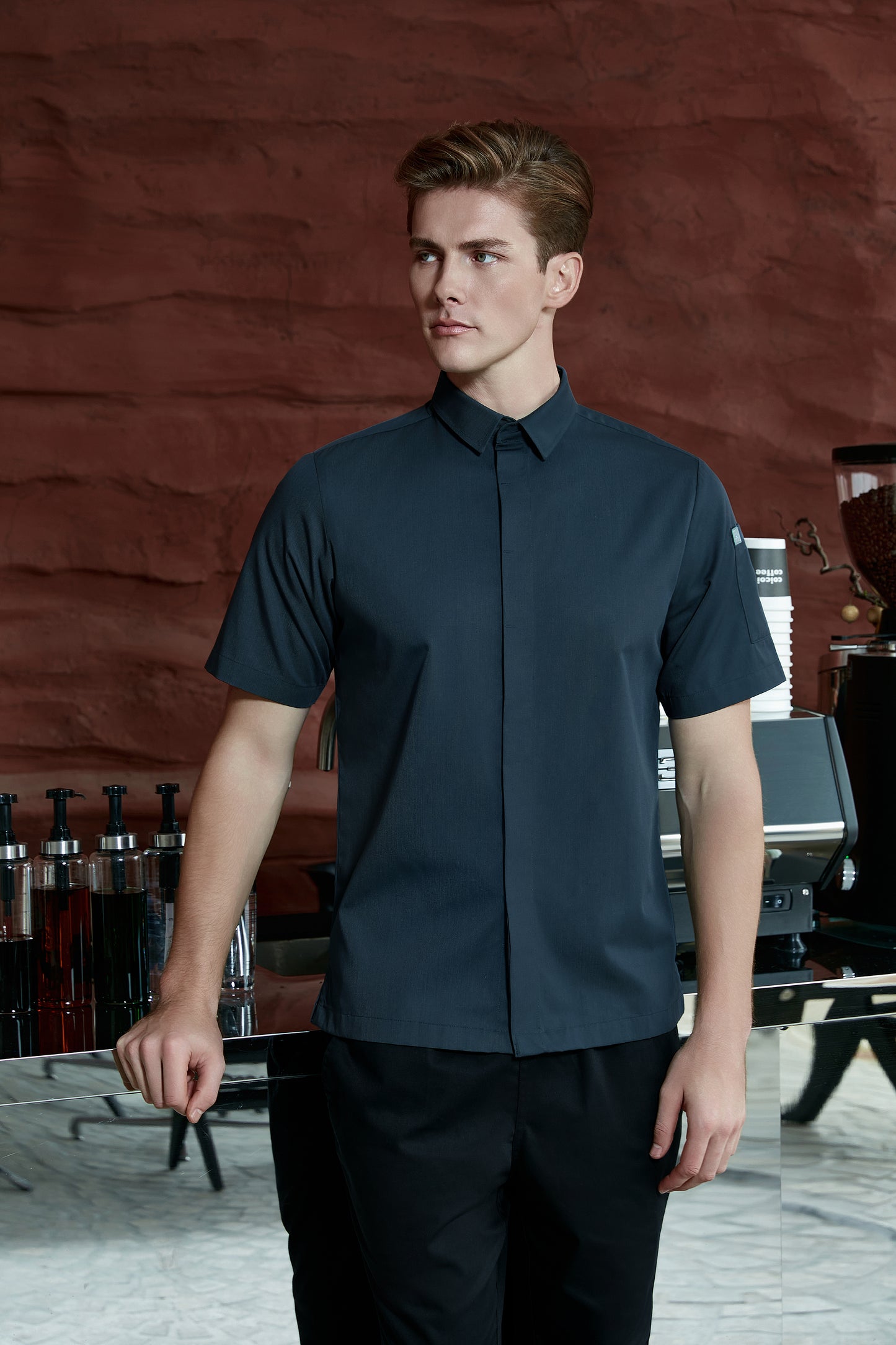 Flynn Grey, Short Sleeve chef jacket