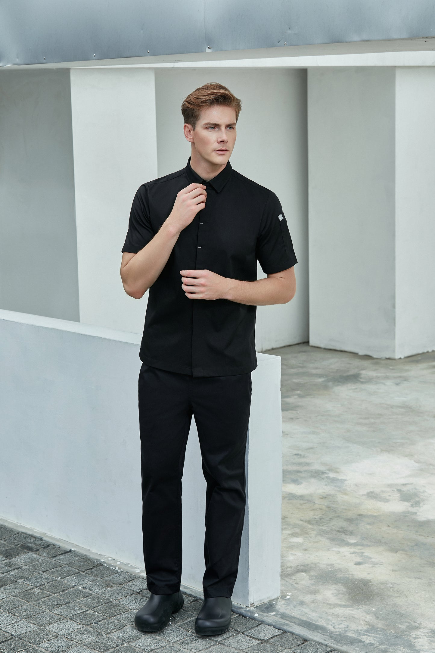 Flynn Black, Short Sleeve chef jacket