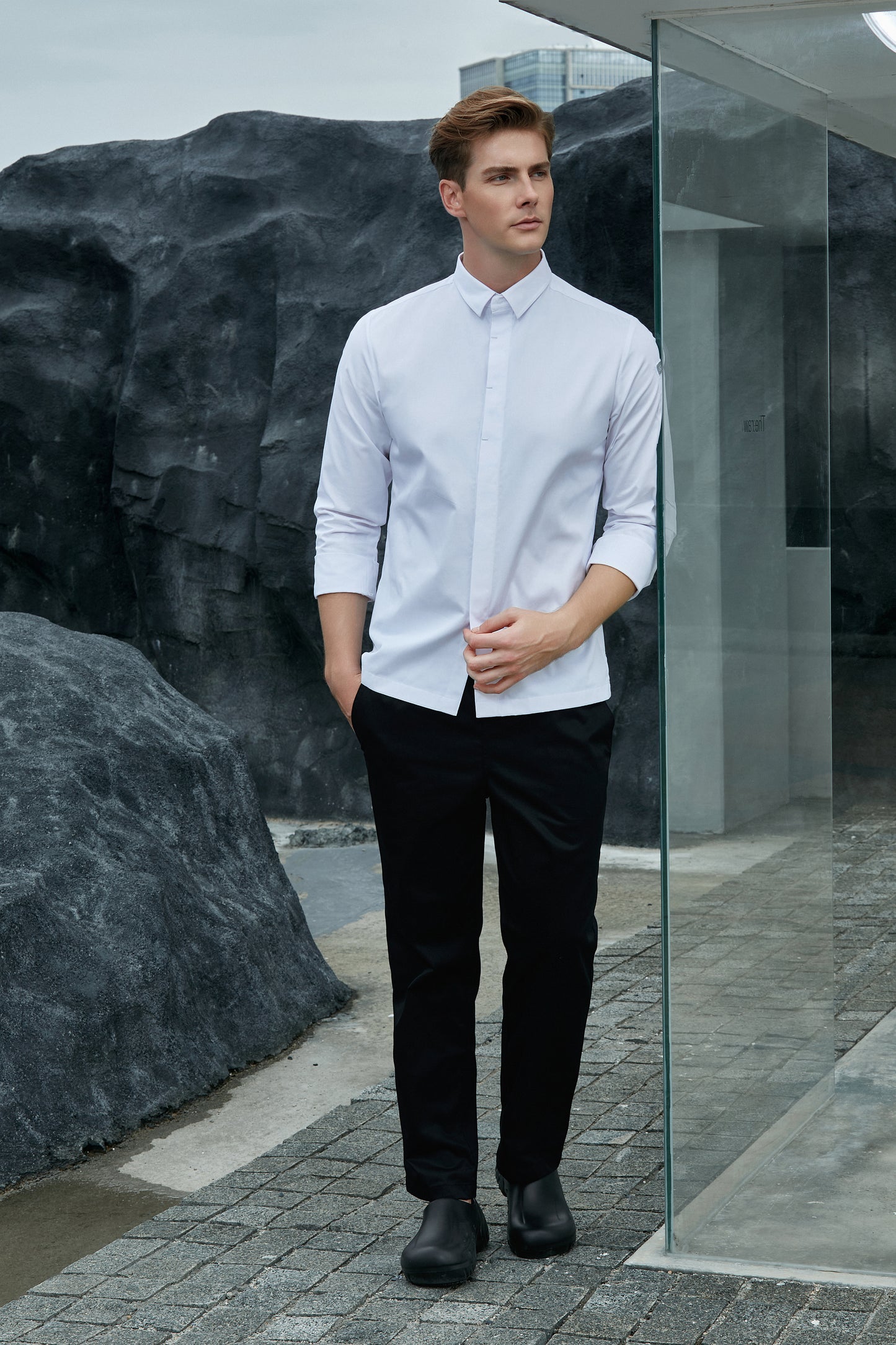 Flynn White, Long Sleeve chef jacket