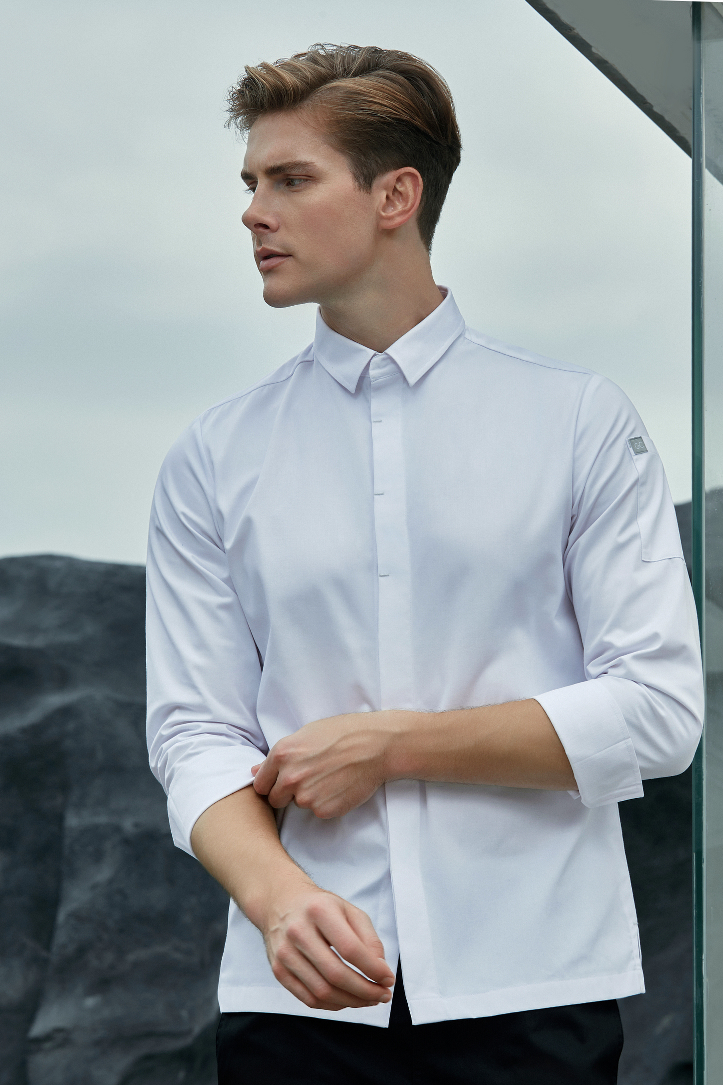 Flynn White, Long Sleeve chef jacket