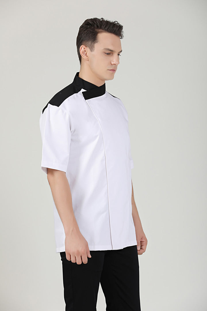 Millettia white Short Sleeve chef jacket