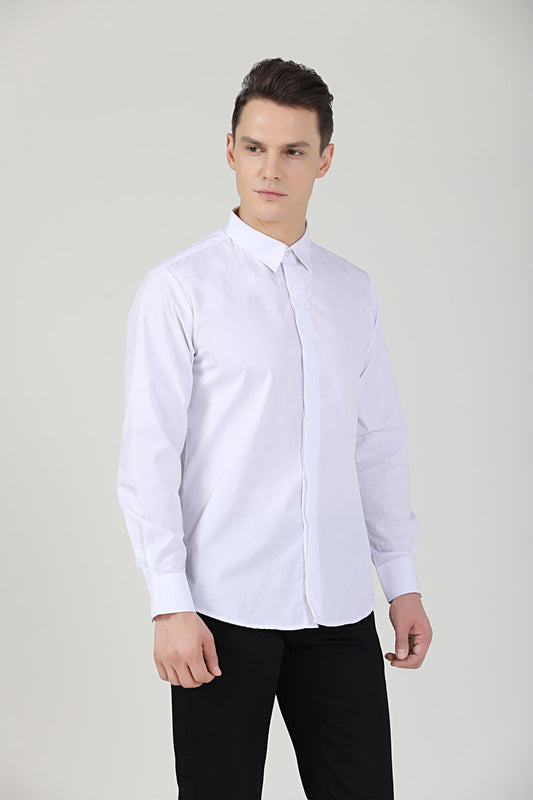 Unisex White Service Shirt long sleeve