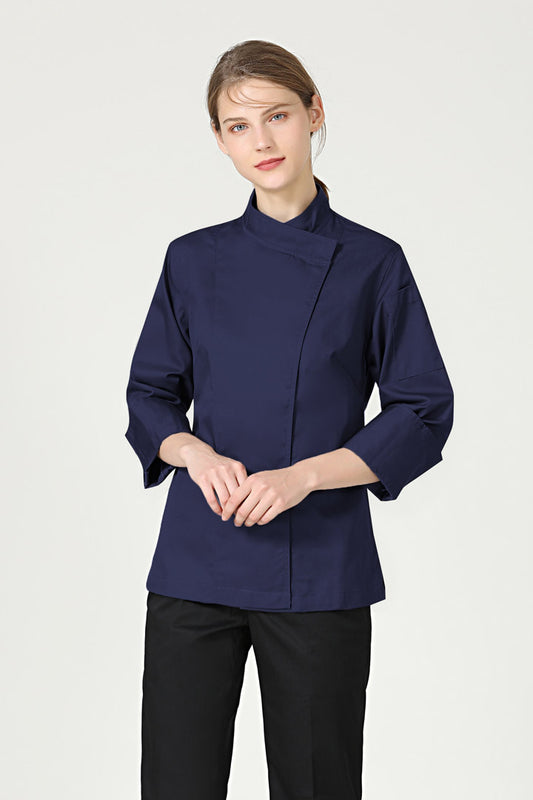Rosemary Navy Blue, Long Sleeve women chef jacket