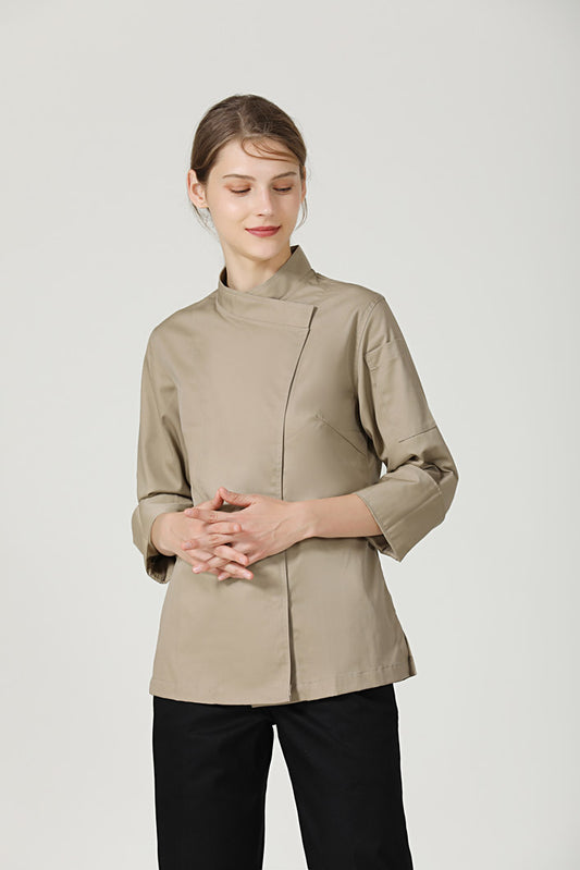 Rosemary Khaki, Long Sleeve women chef jacket