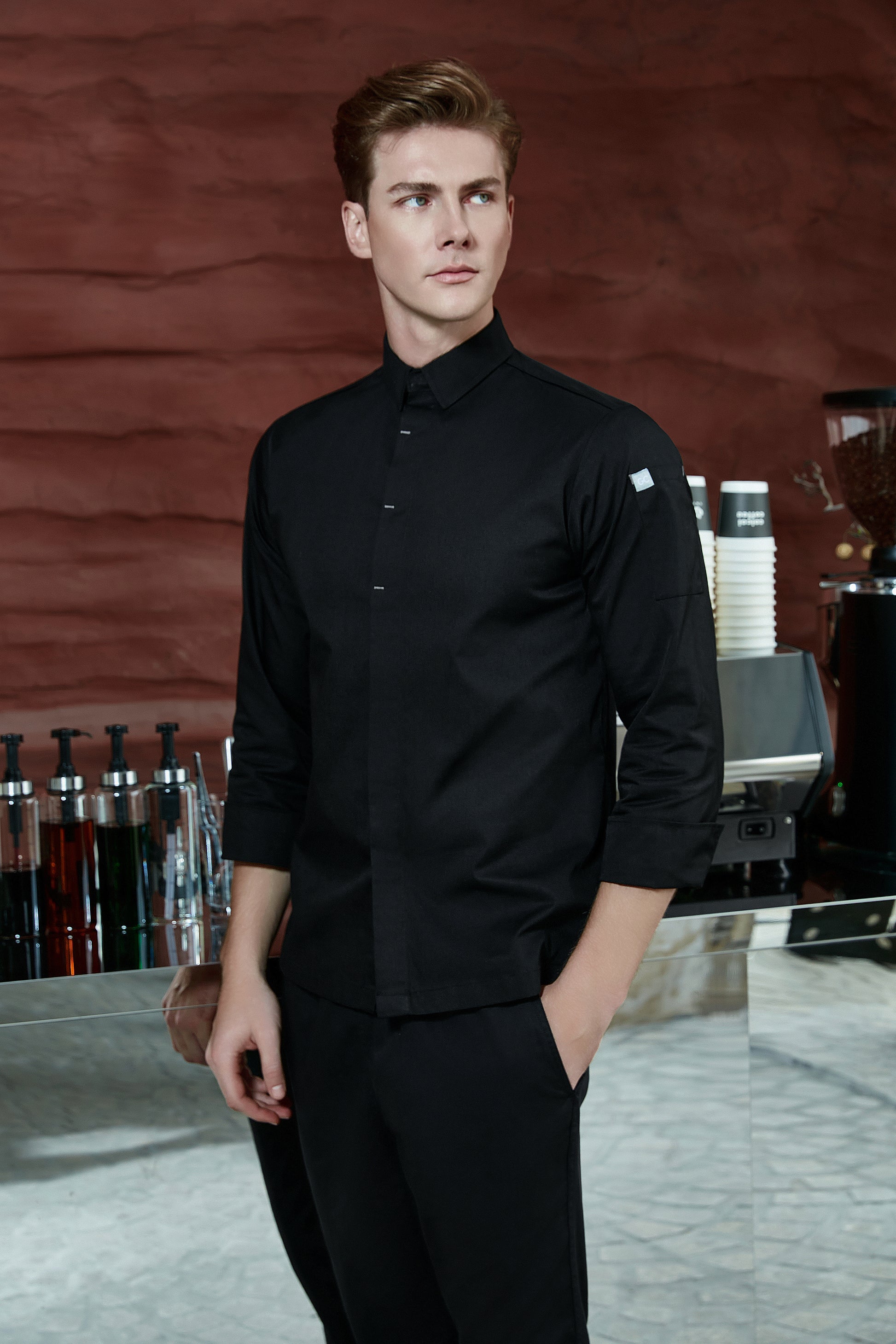 Flynn Black, Long Sleeve chef jacket