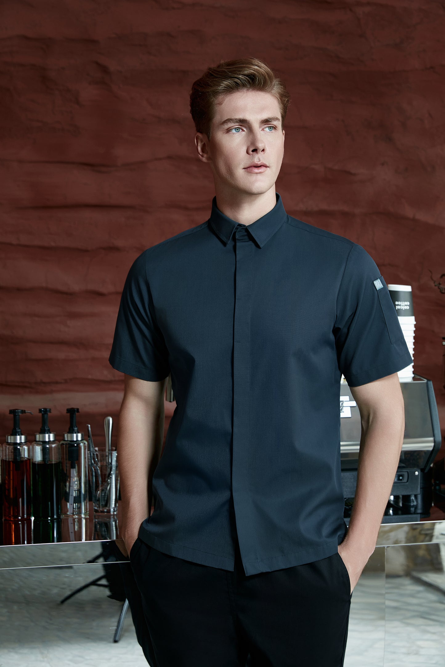 Flynn Grey, Short Sleeve chef jacket