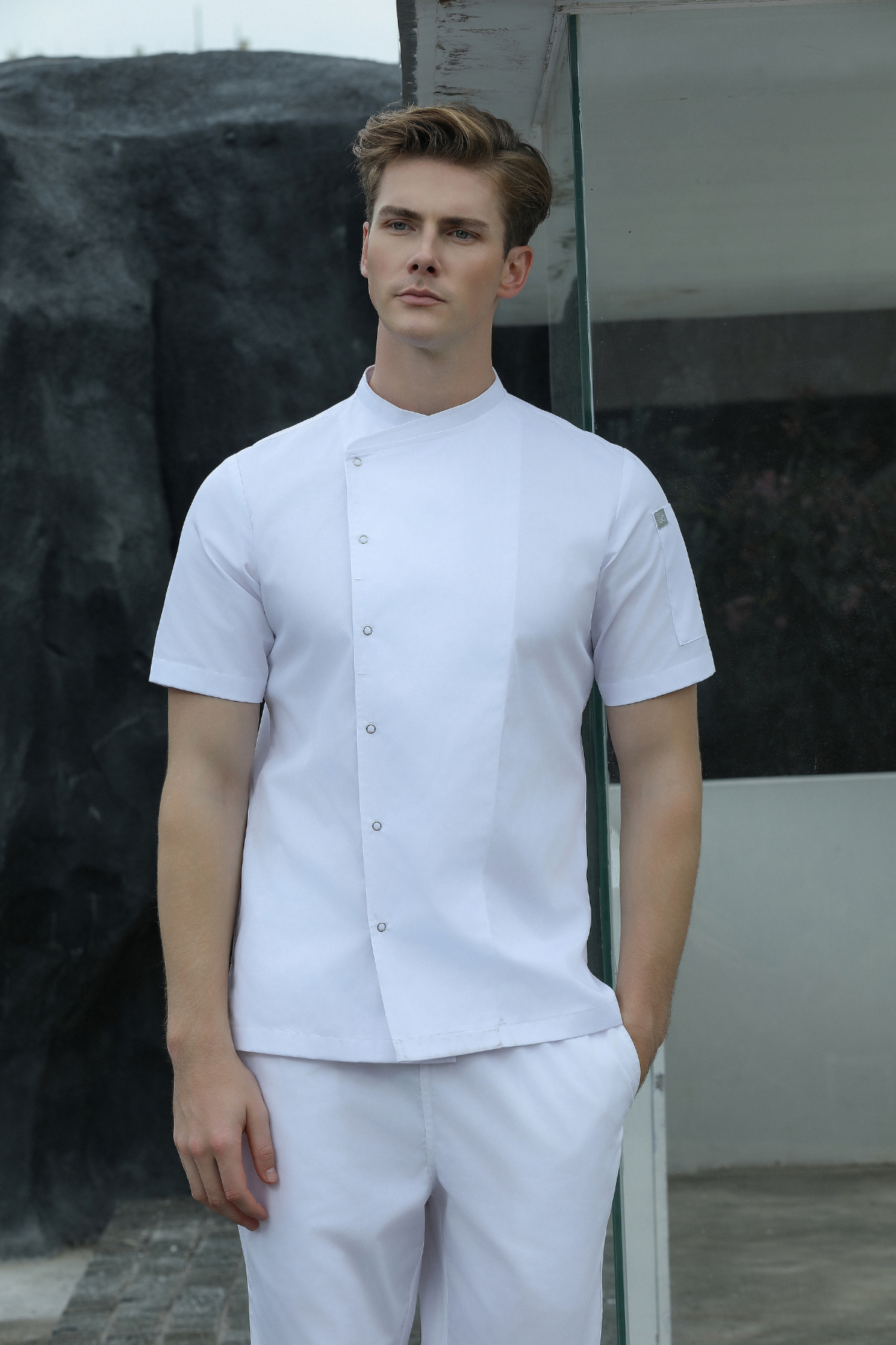 Harley white short sleeve chef jacket