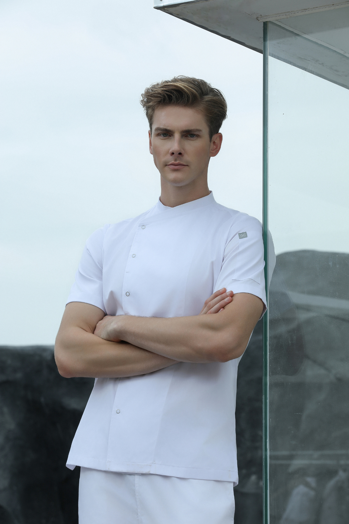 Harley white short sleeve chef jacket