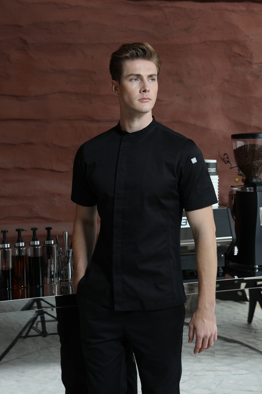 Avery Black Chef Jacket, Short Sleeve