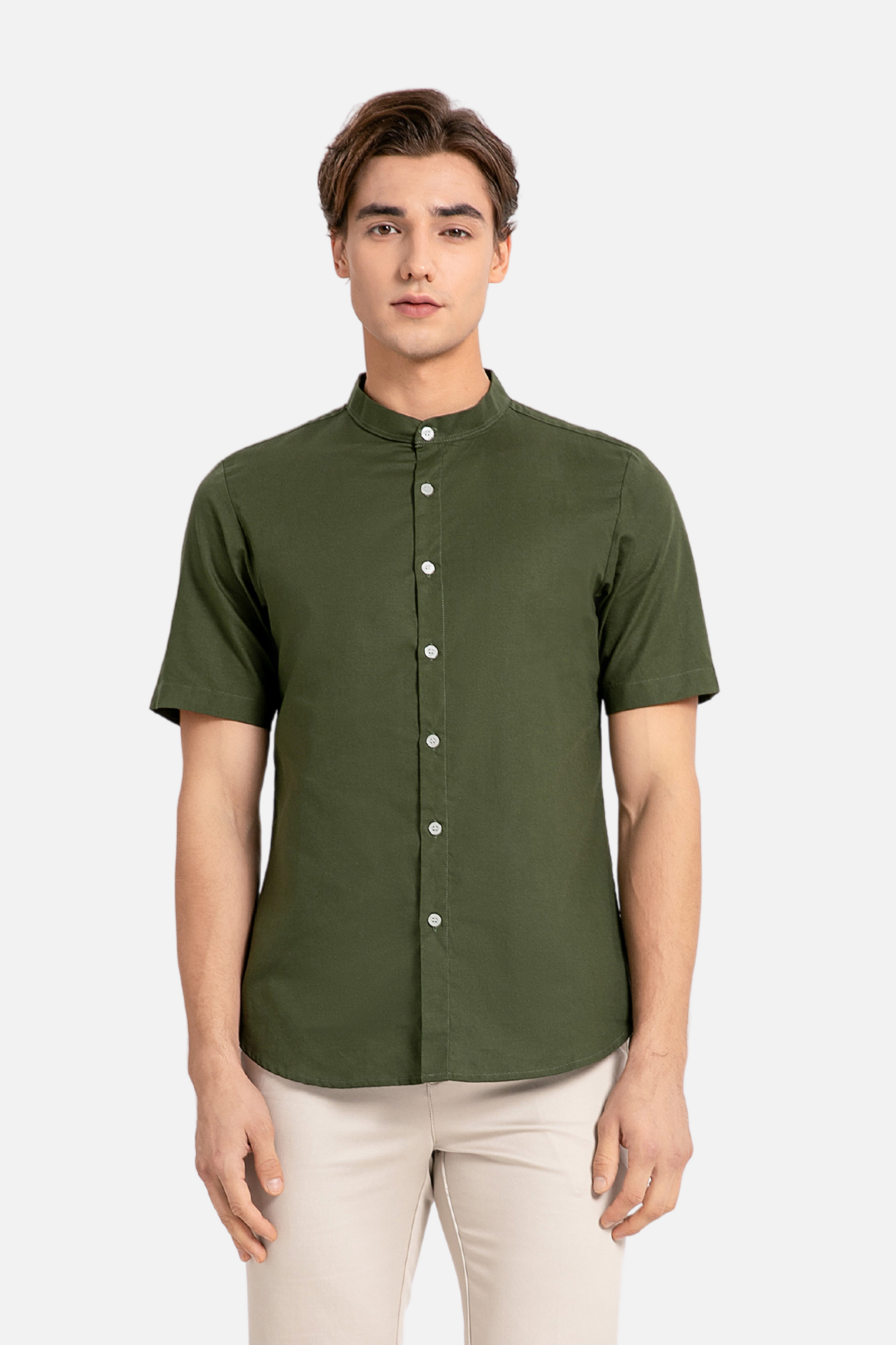 Brydan Short Sleeve Olive Green Shirt