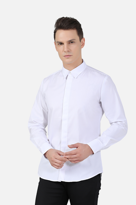 White Service Shirt, Long Sleeve, Unisex