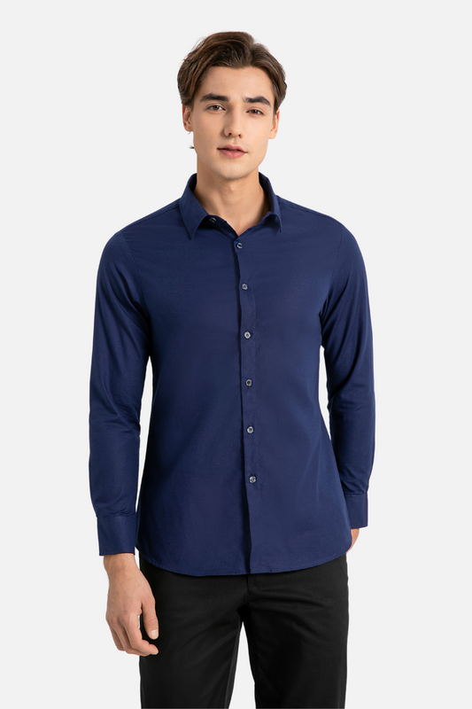 Skyler Navy Blue Blue Shirt, Long Sleeve