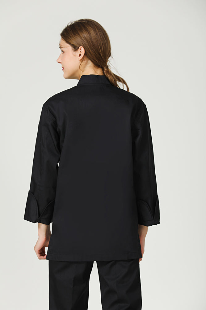 basil black long sleeve chef jacket