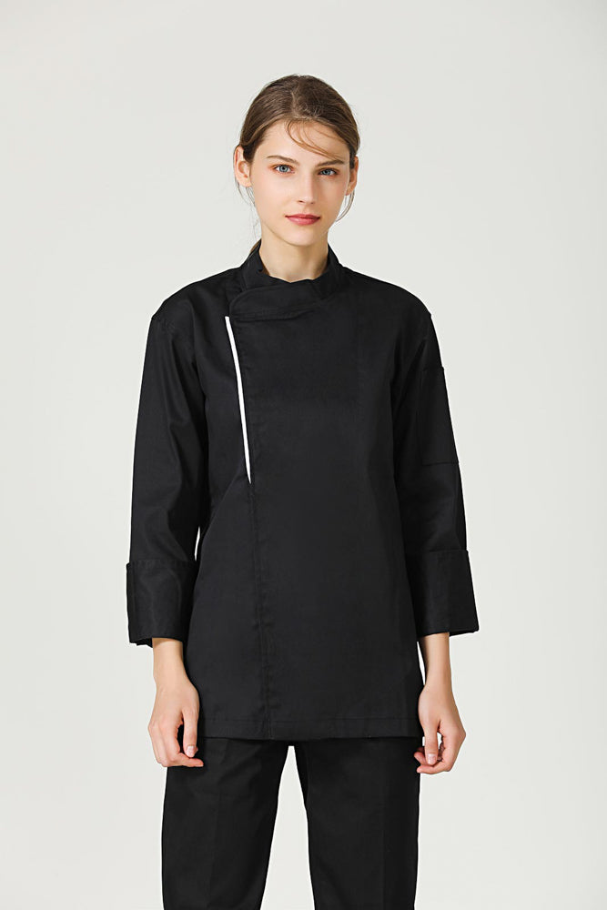 basil black long sleeve chef jacket