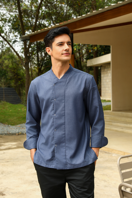 Bay Blue Chef Jacket, Long Sleeve
