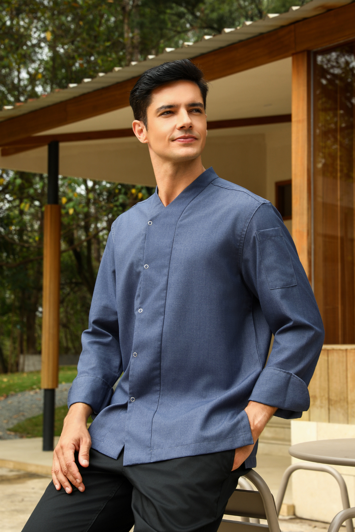 Bay Blue Chef Jacket, Long Sleeve