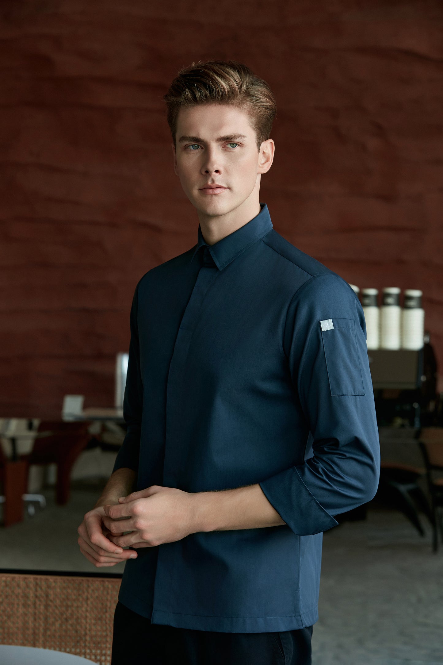 Flynn Grey, Long Sleeve chef jacket