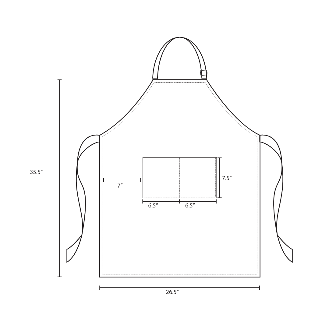 Grey Bib Apron, 2 Pockets