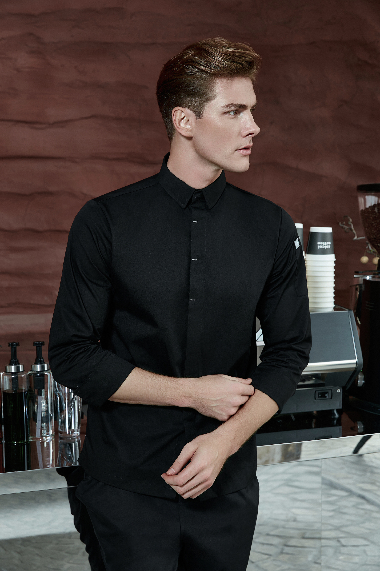 Flynn Black Long Sleeve Chef Jacket