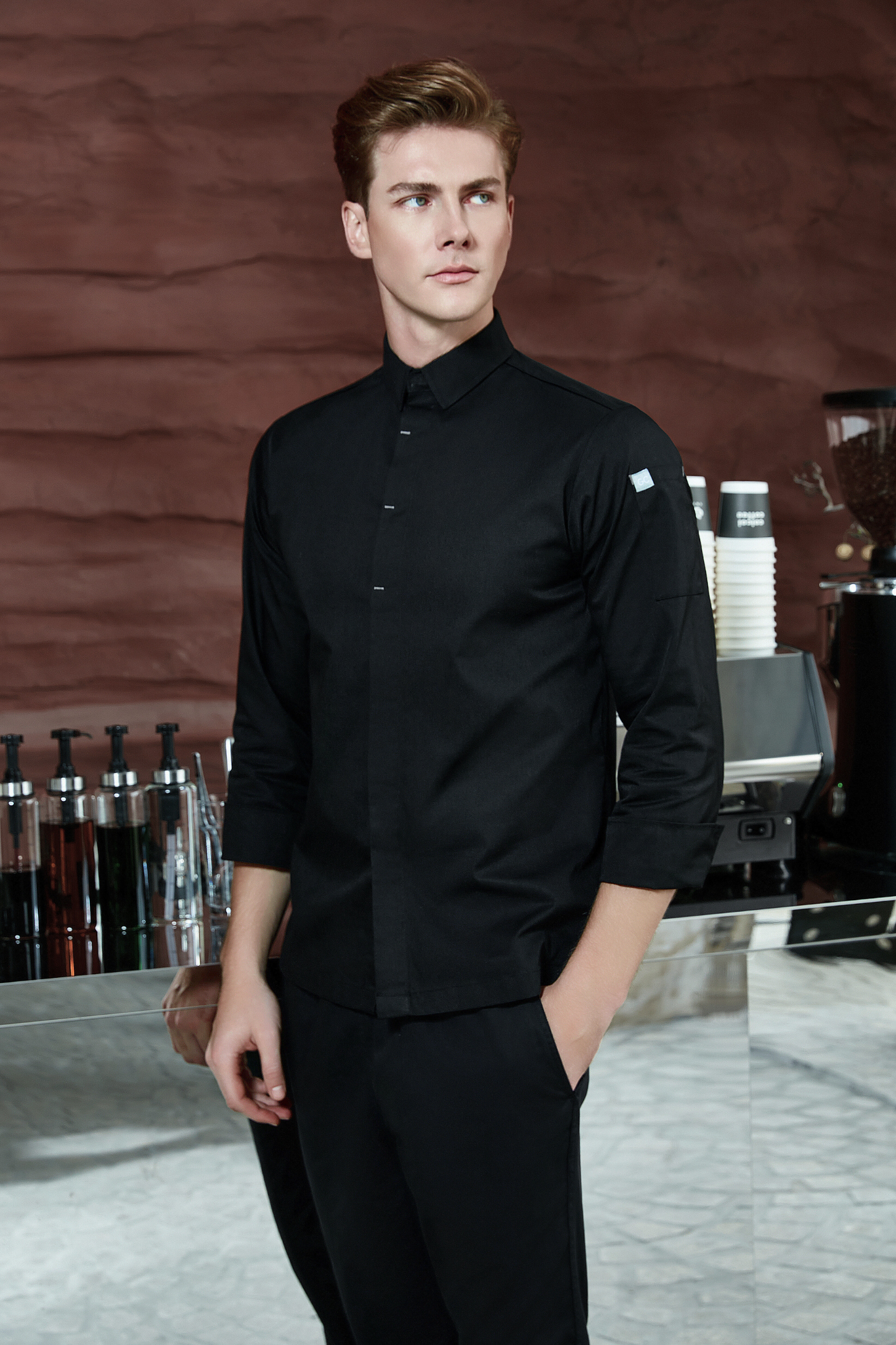 Flynn Black Long Sleeve Chef Jacket