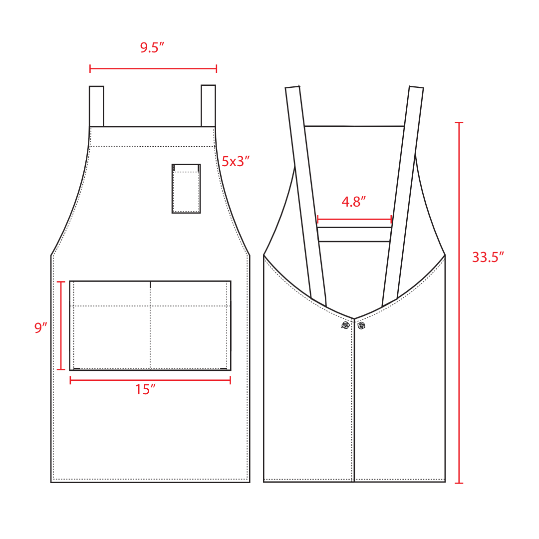 Hansel Service Bib Apron Measurement