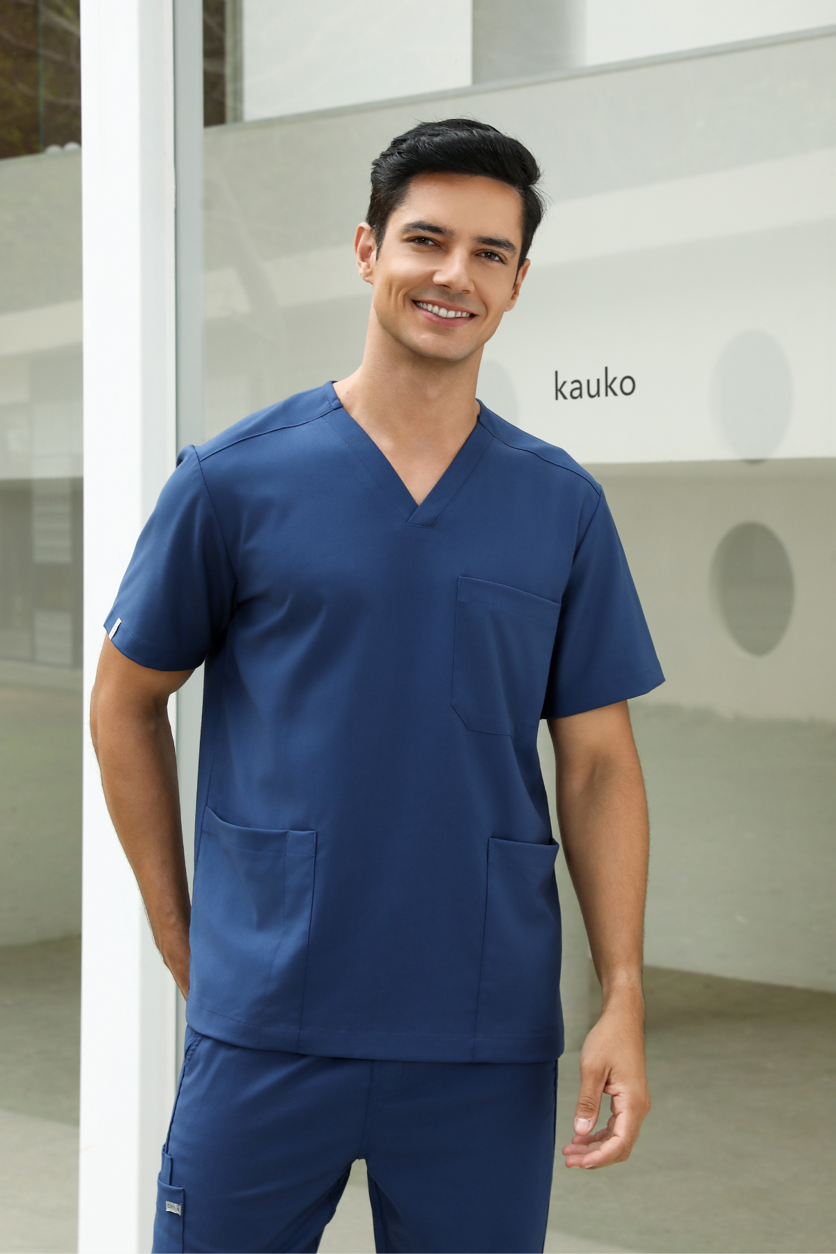 Lucas Blue Scrub Top, Men