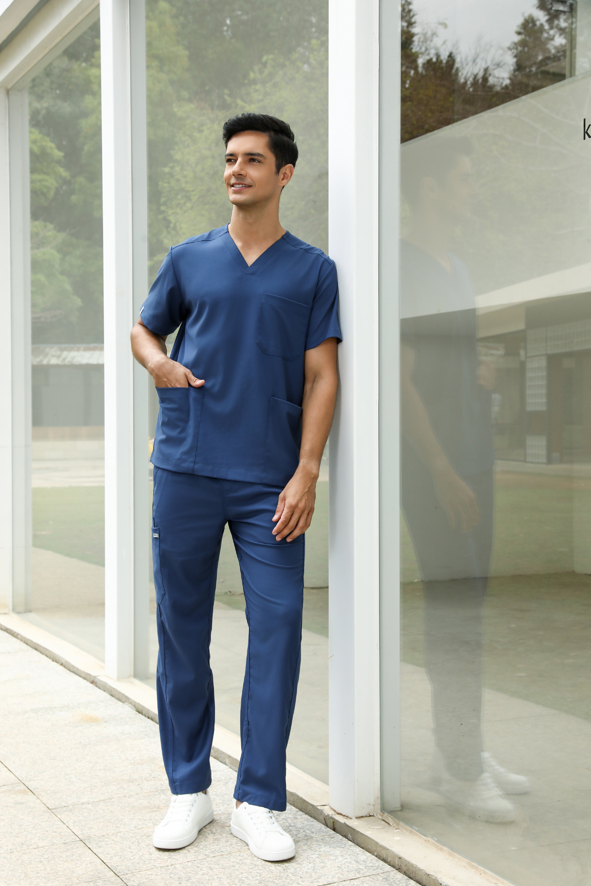 Lucas Blue Scrub Top, Men