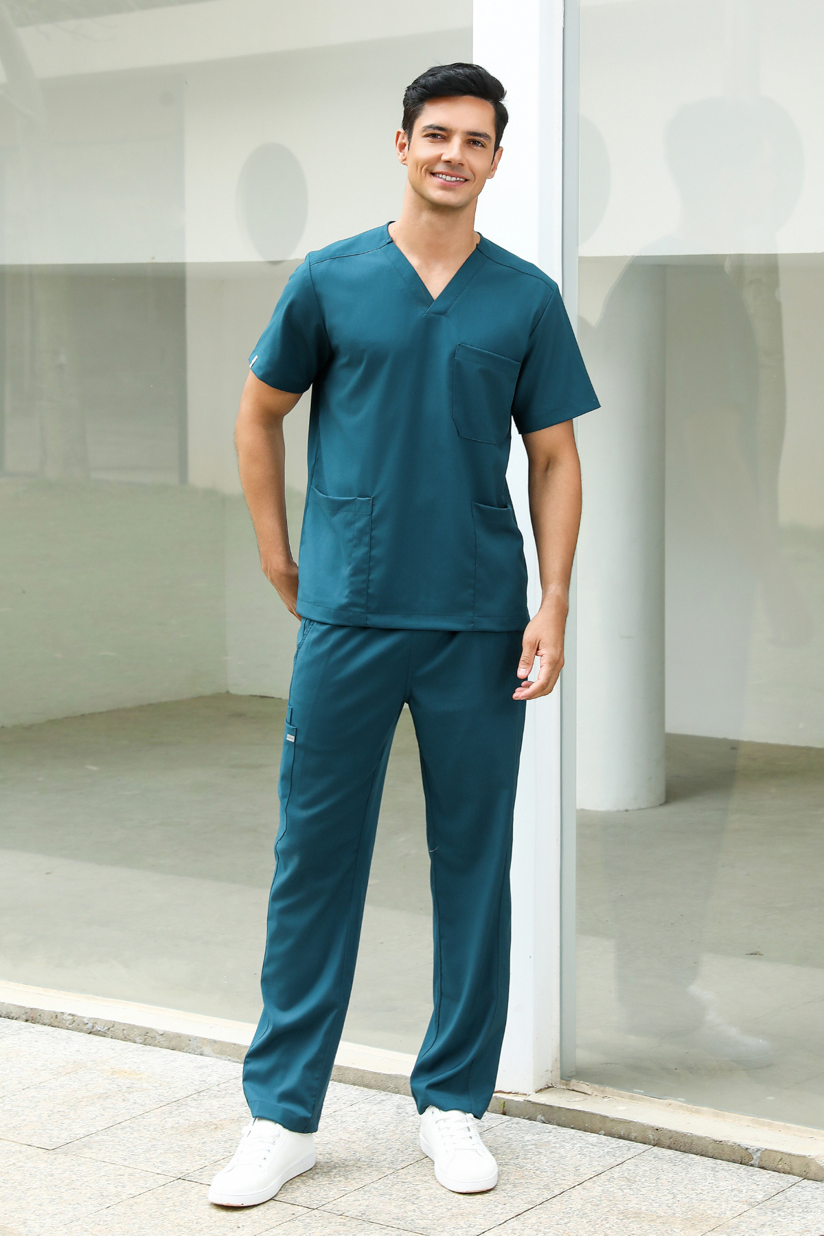 Lucas Teal Scrub Top, Men