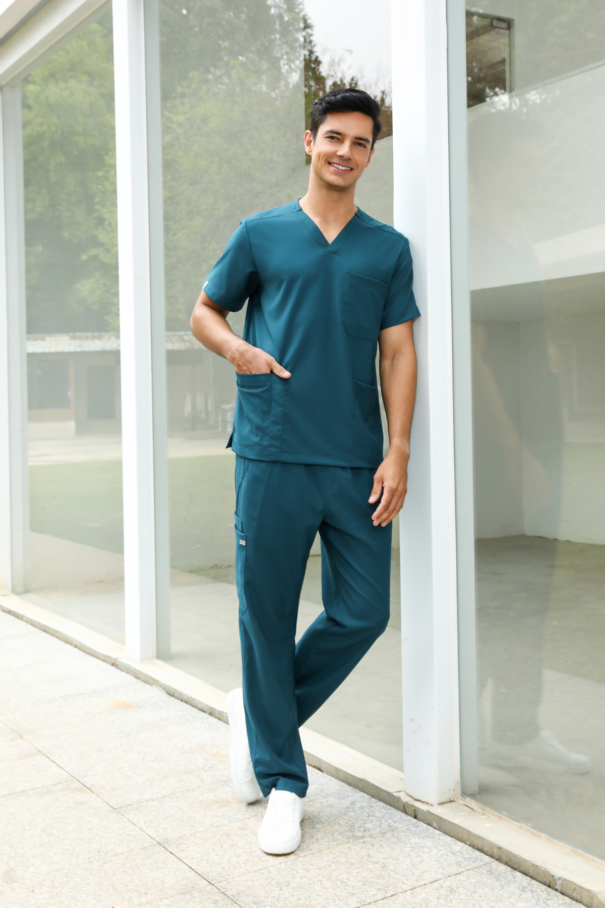 Lucas Teal Scrub Top, Men