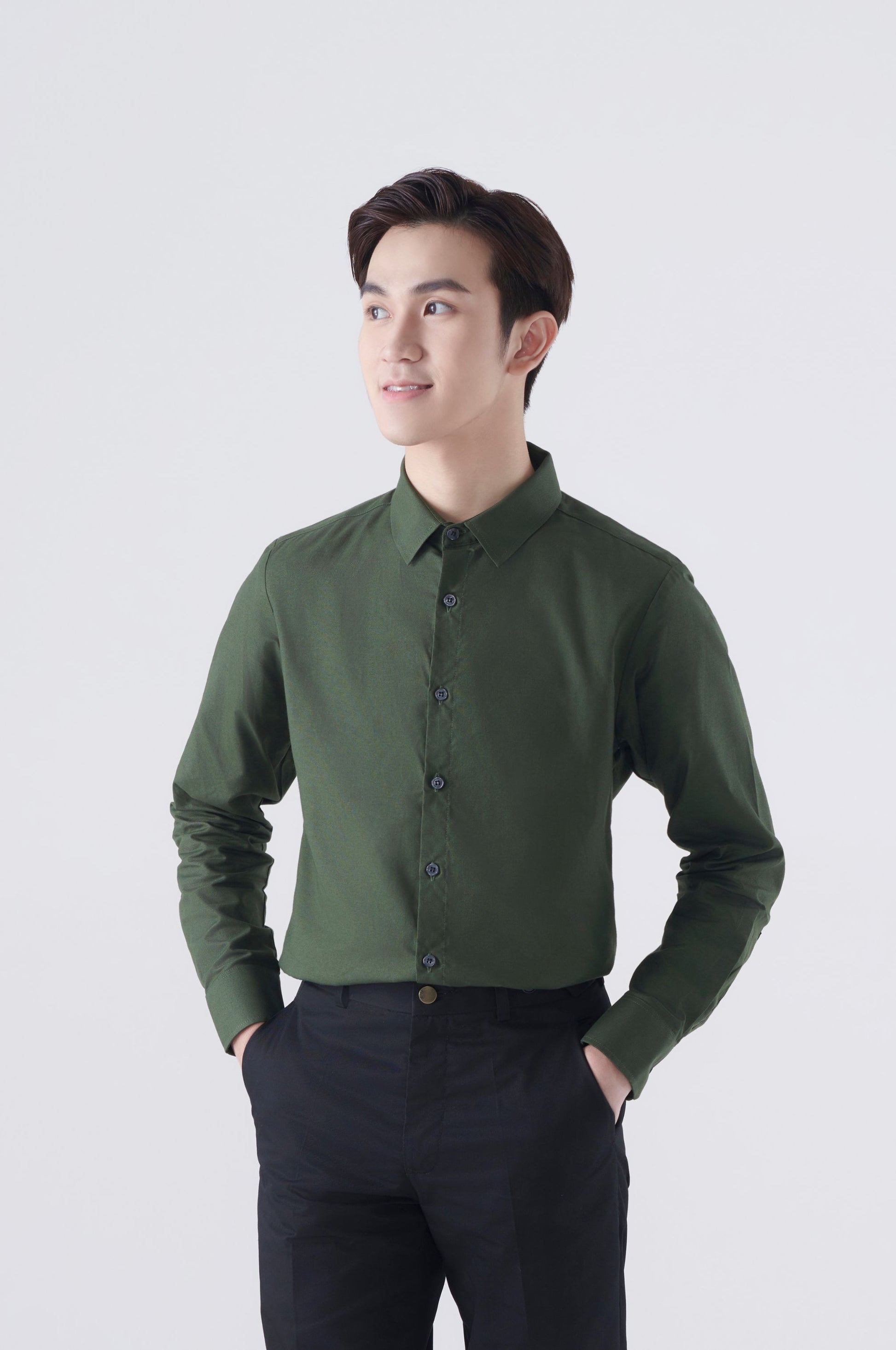 Skyler Olive Green Shirt, Long Sleeve