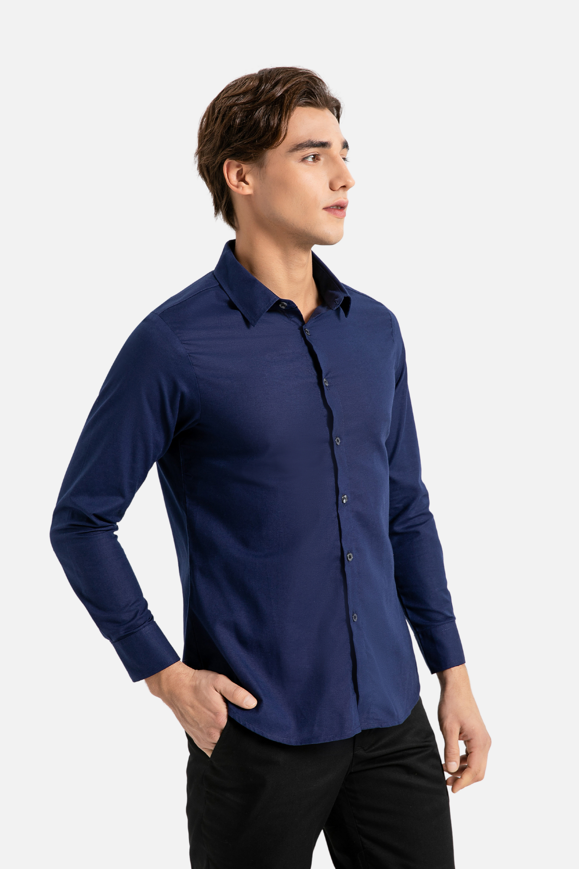Skyler Long Sleeve Navy Blue Shirt