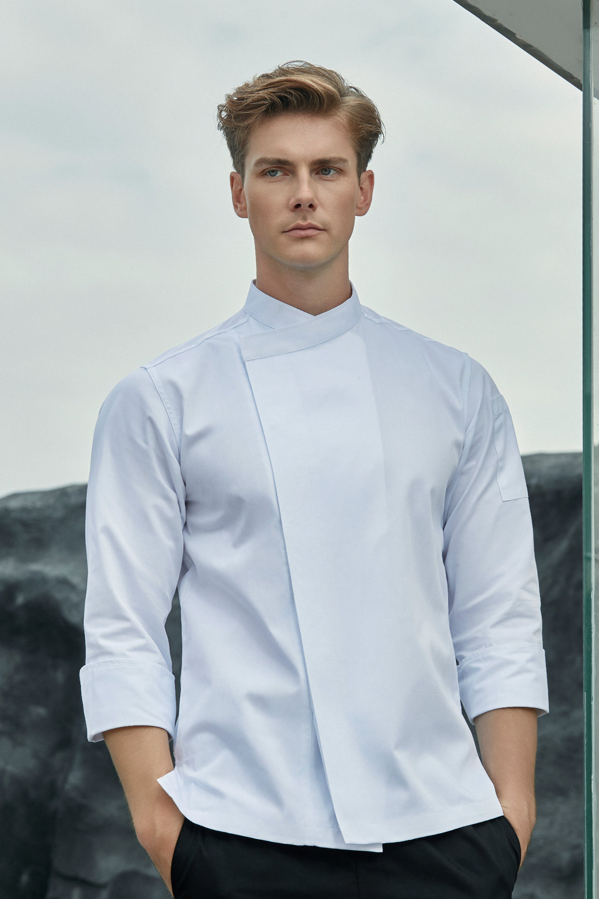Thyme White, Long Sleeve chef jacket