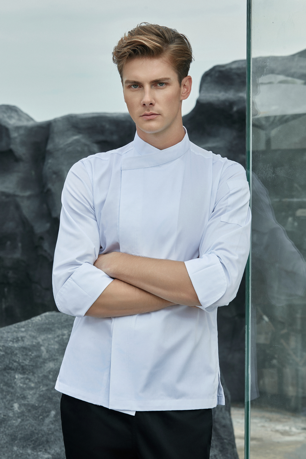 Thyme White, Long Sleeve chef jacket