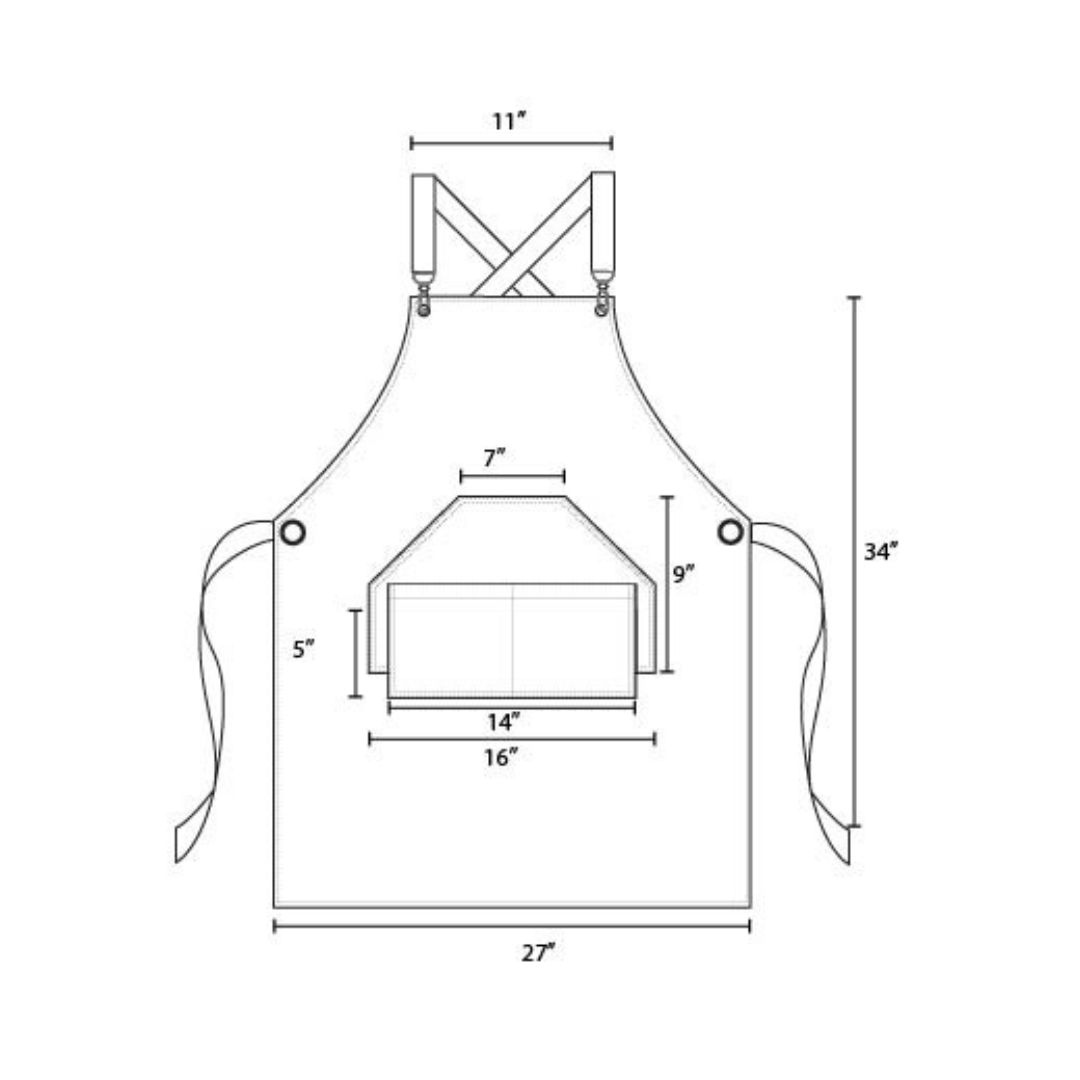 Xion Crossback Bib Apron Measurement