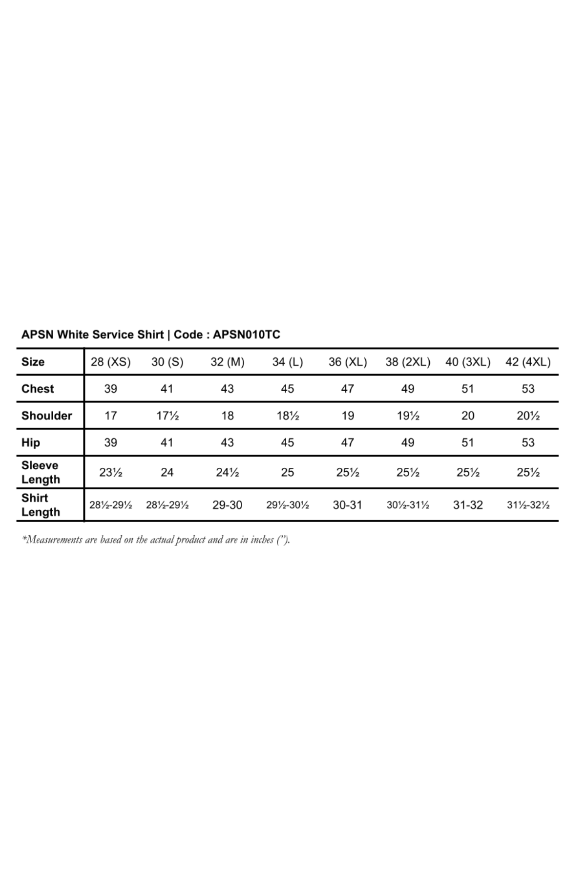 APSN White Service Shirt, Services