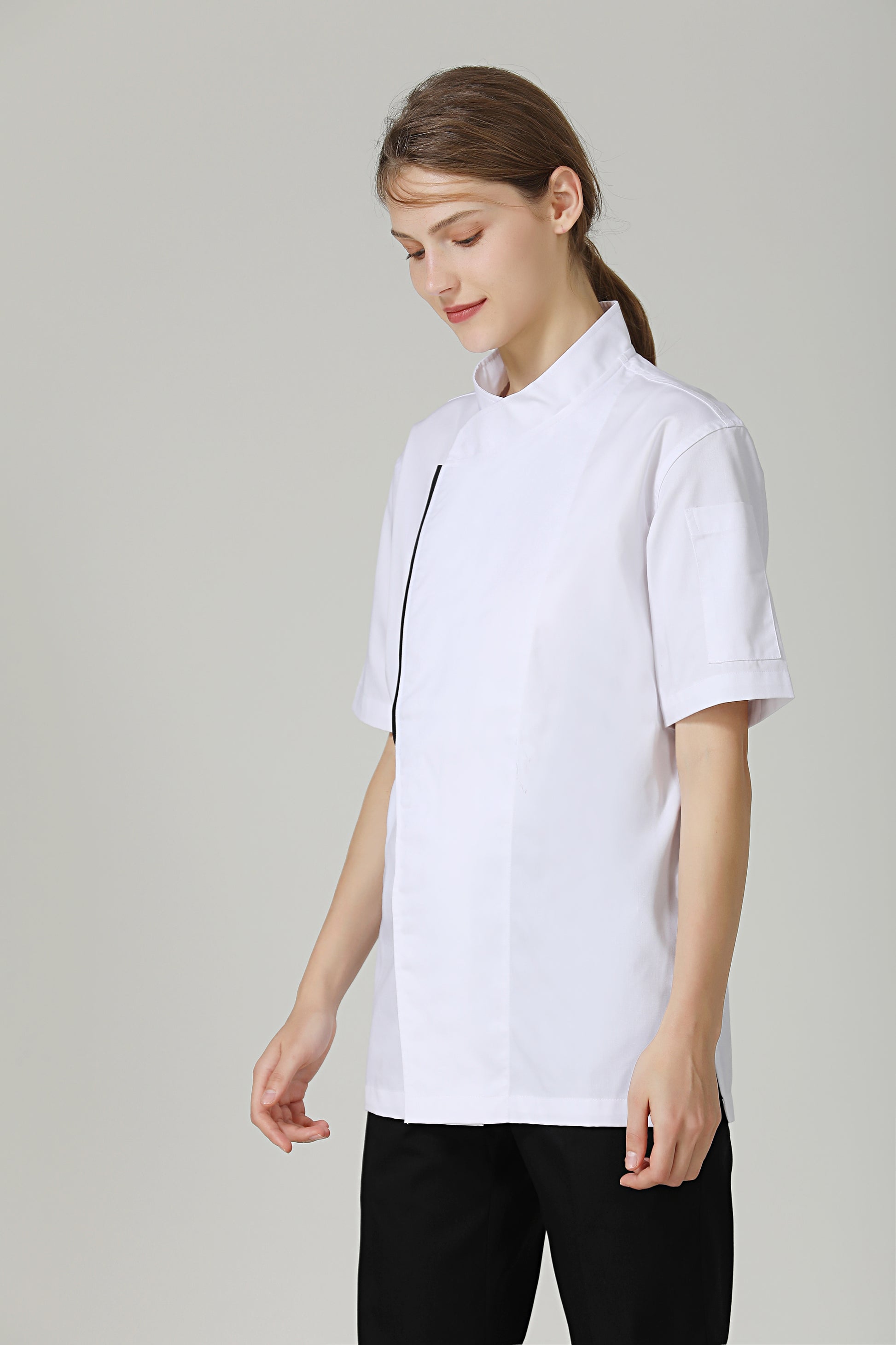 Basil White, Short Sleeve chef jacket