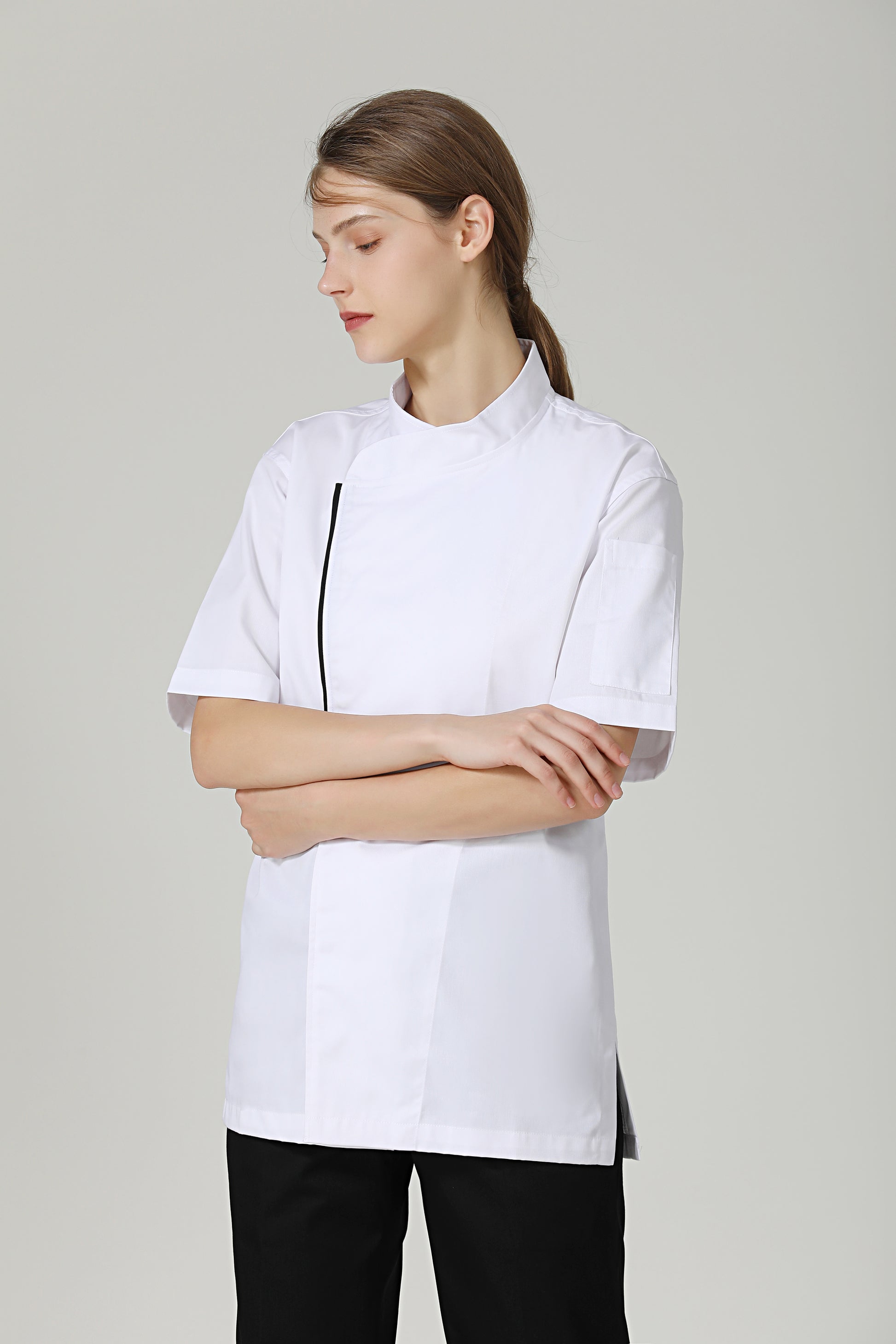 Basil White, Short Sleeve chef jacket