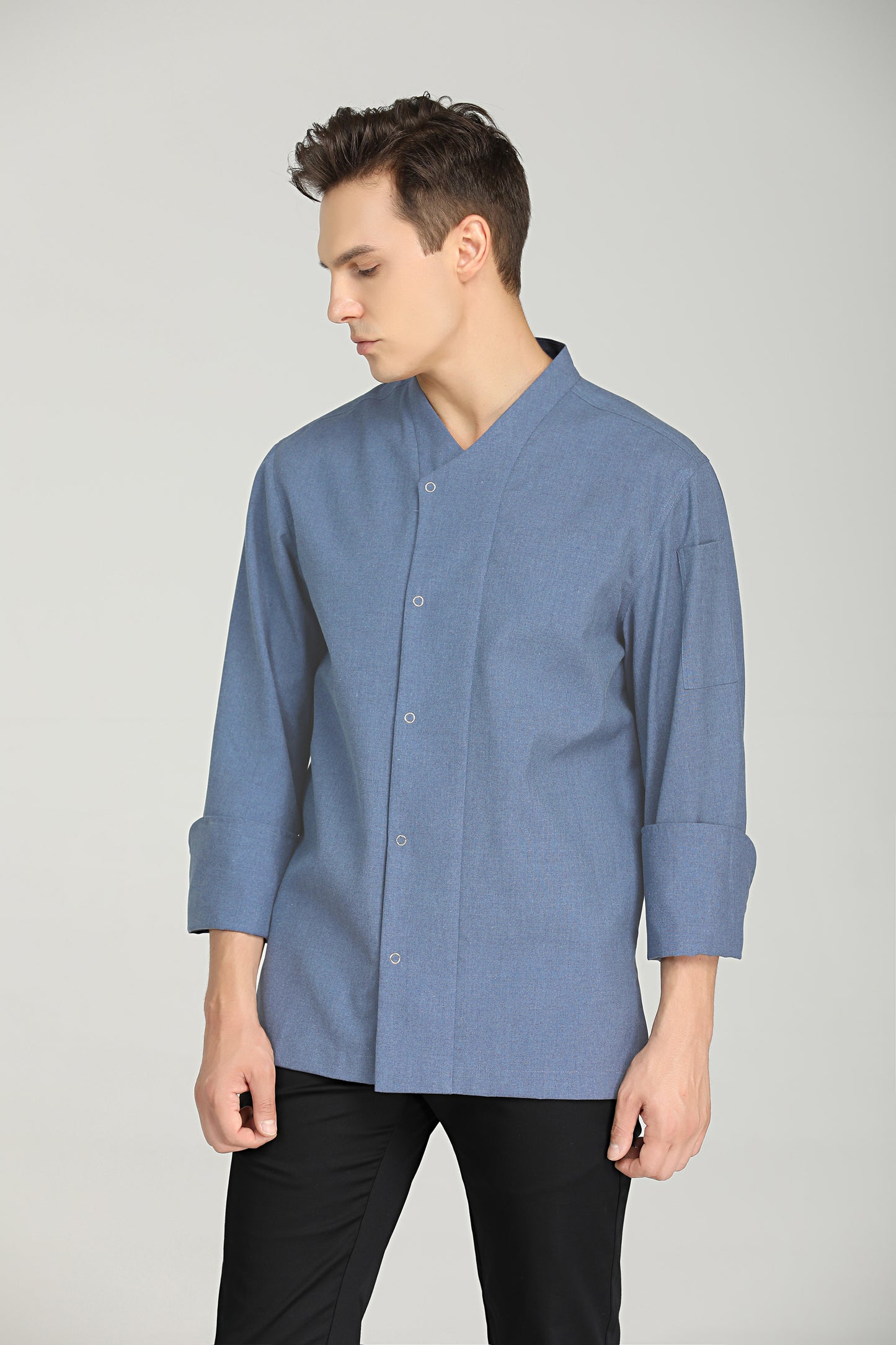 Bay Light Blue Long Sleeve chef jacket