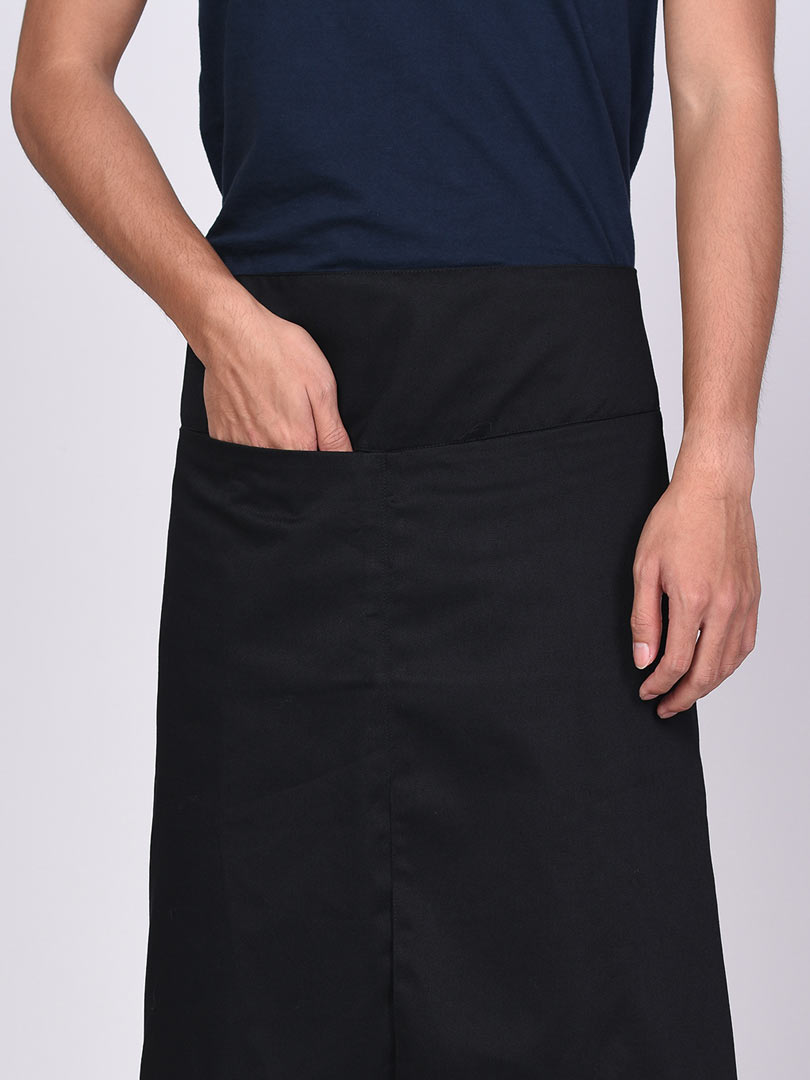 Black Half Apron with Slit
