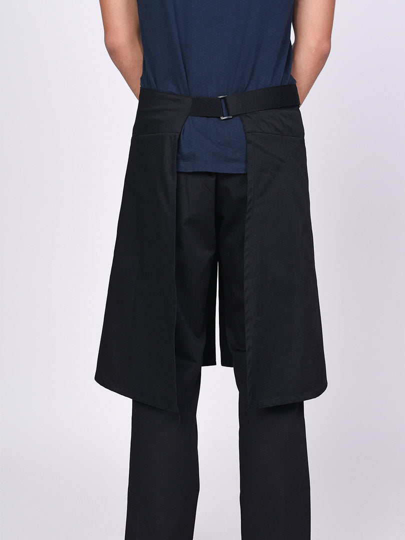 Black Half Apron with Slit