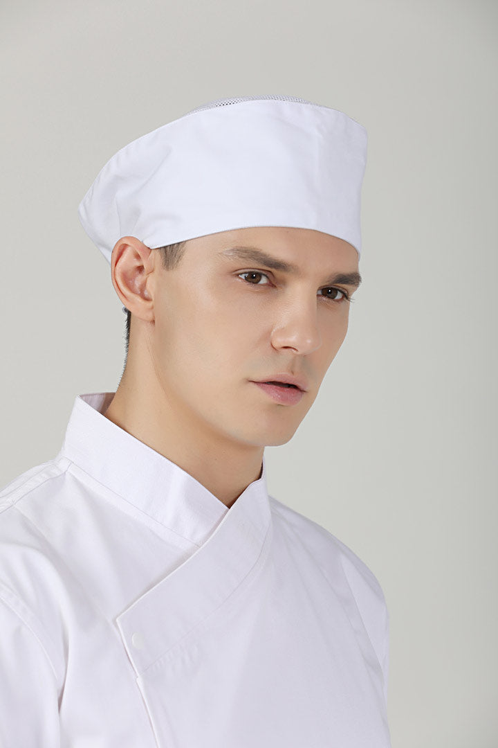 White chef hat Beanie with Vent