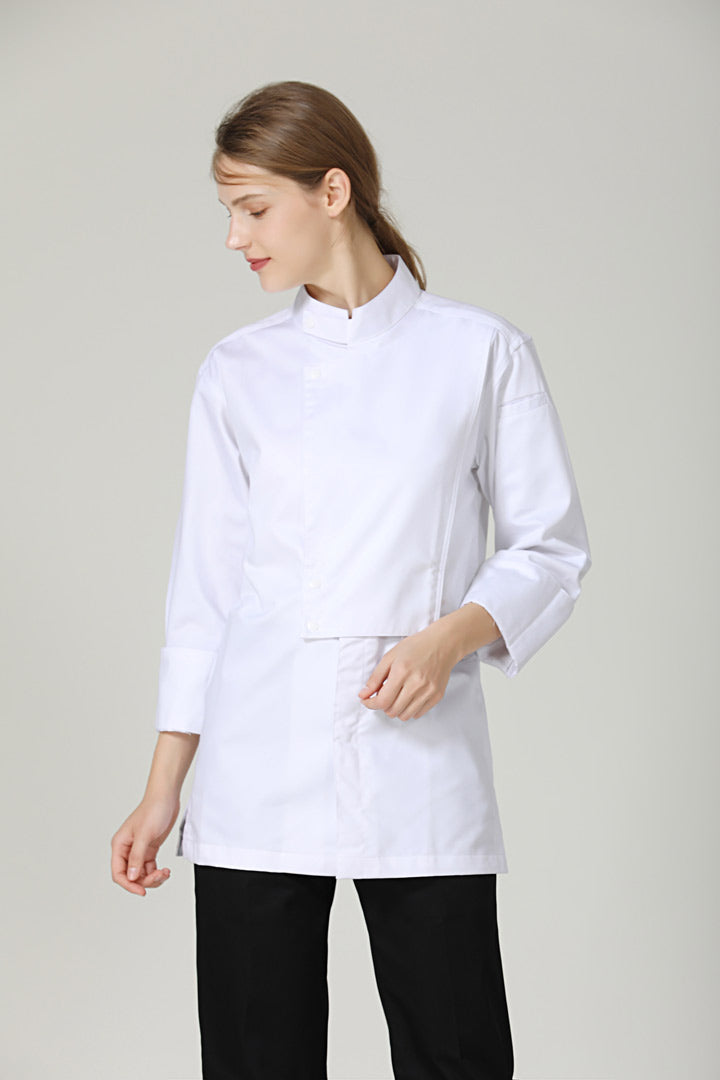 Clover White, Long Sleeve chef jacket
