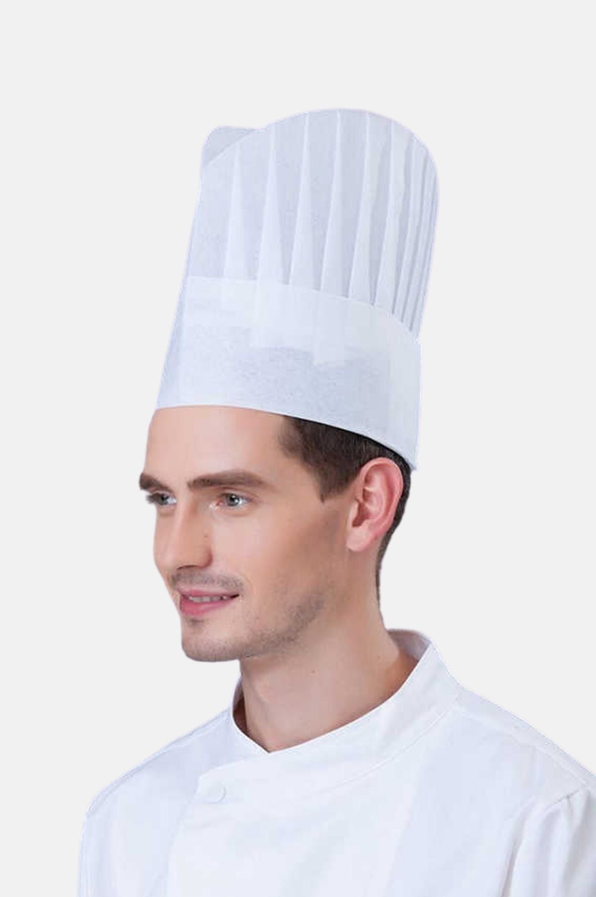 Disposable white chef toque 29cm