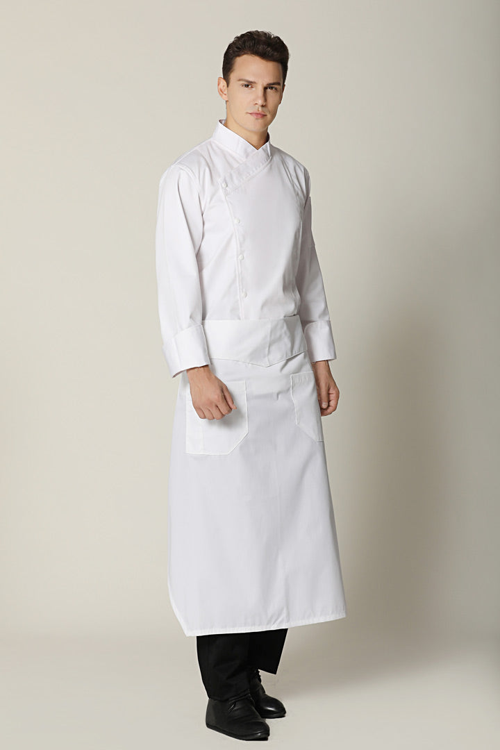 White Flap Angled half Apron