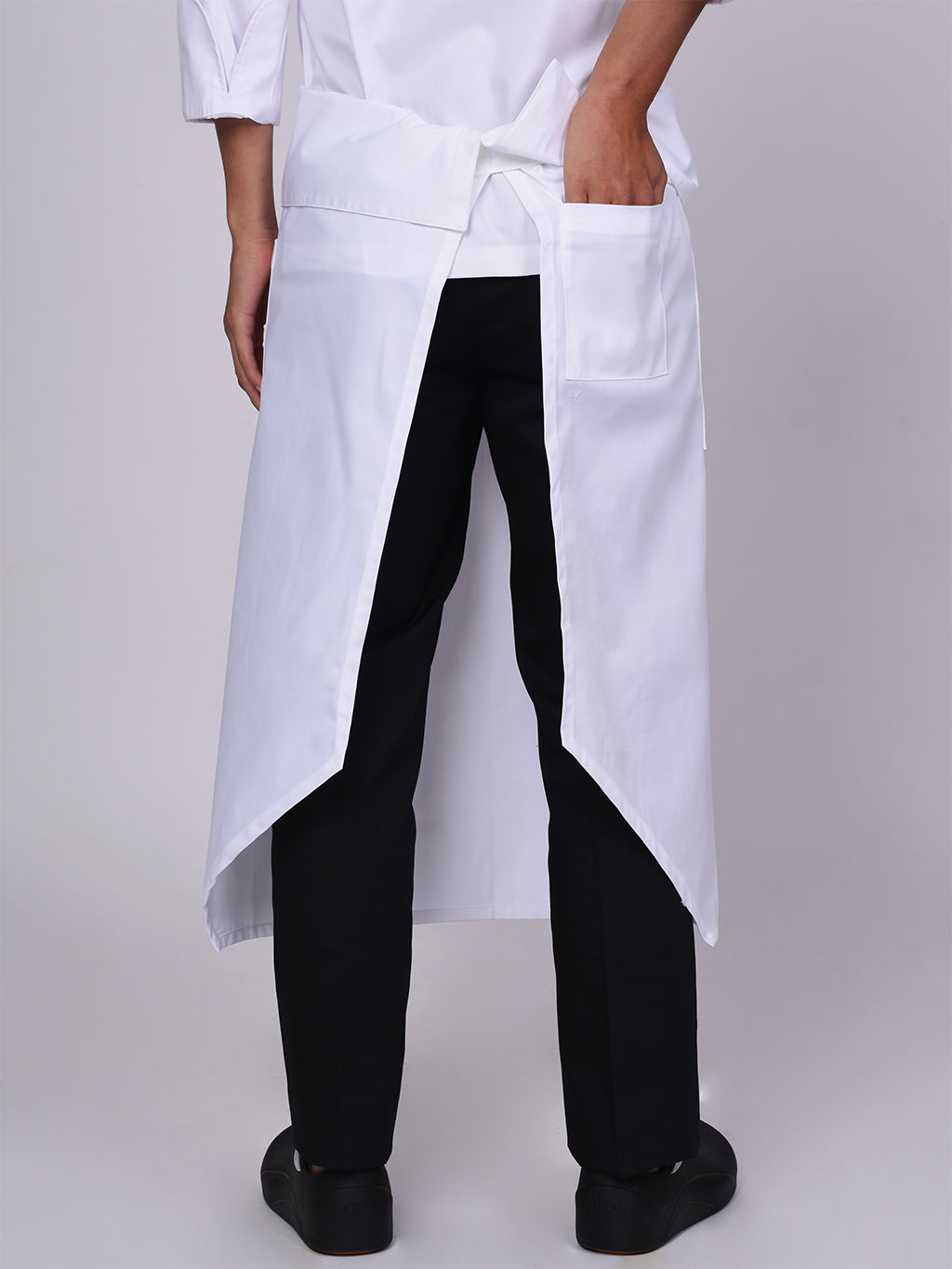 White Flap Angled half Apron