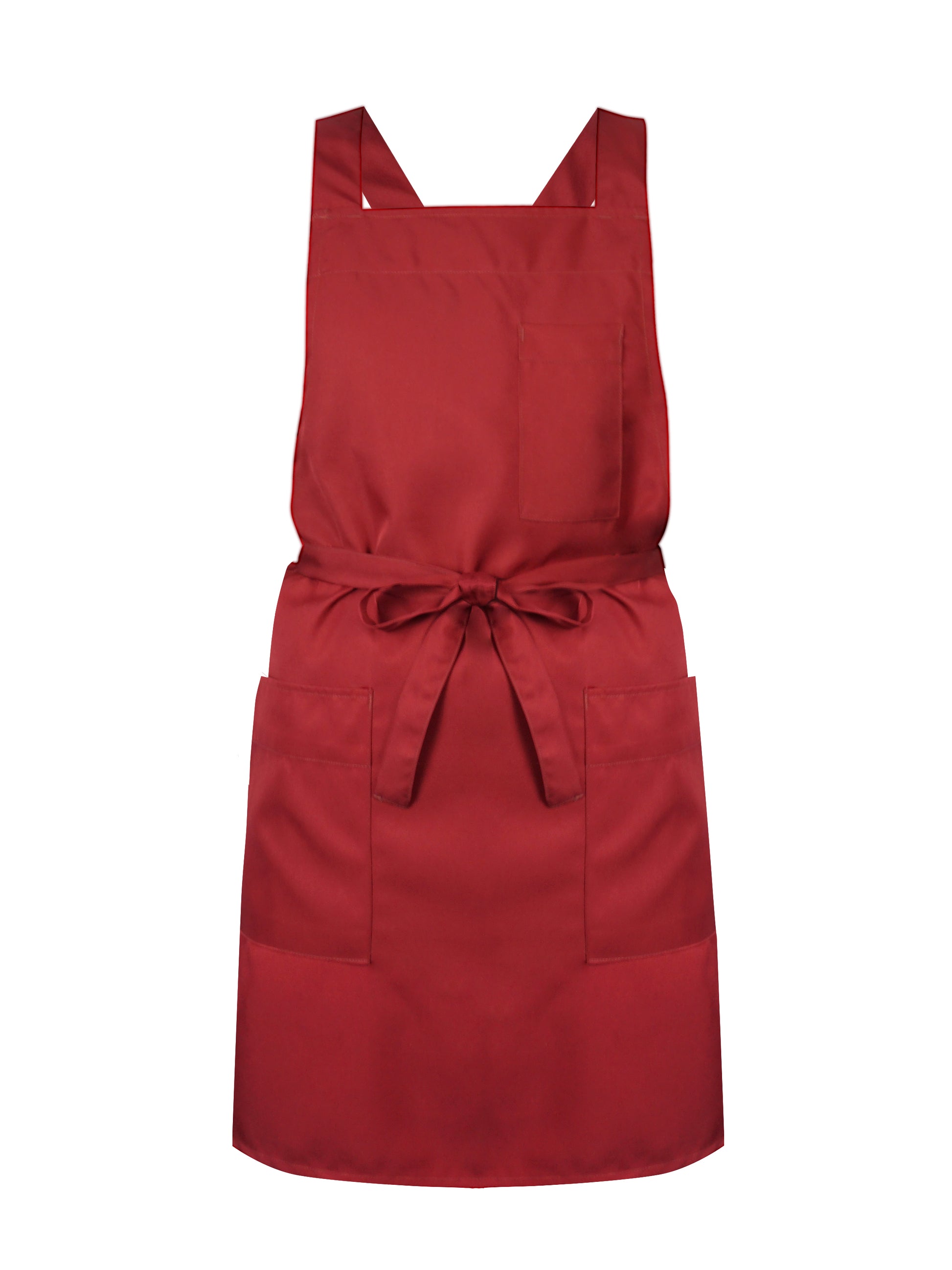 Red Maroon service Bib Apron Cross Back