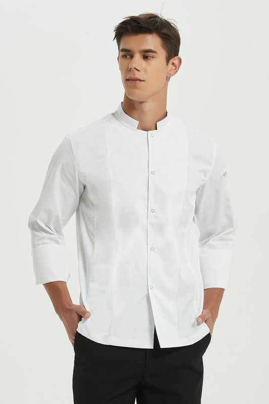Mint White Chef Jacket, Long Sleeve with Dri-fit