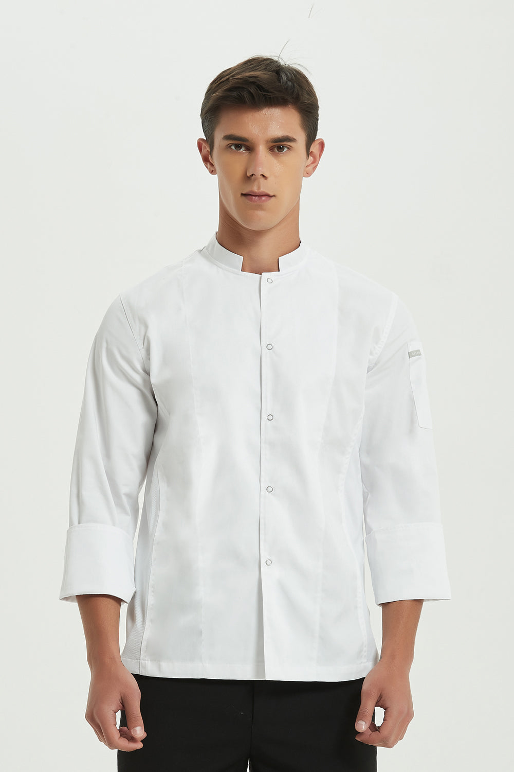 Mint White Chef Jacket, Long Sleeve with Dri-Fit