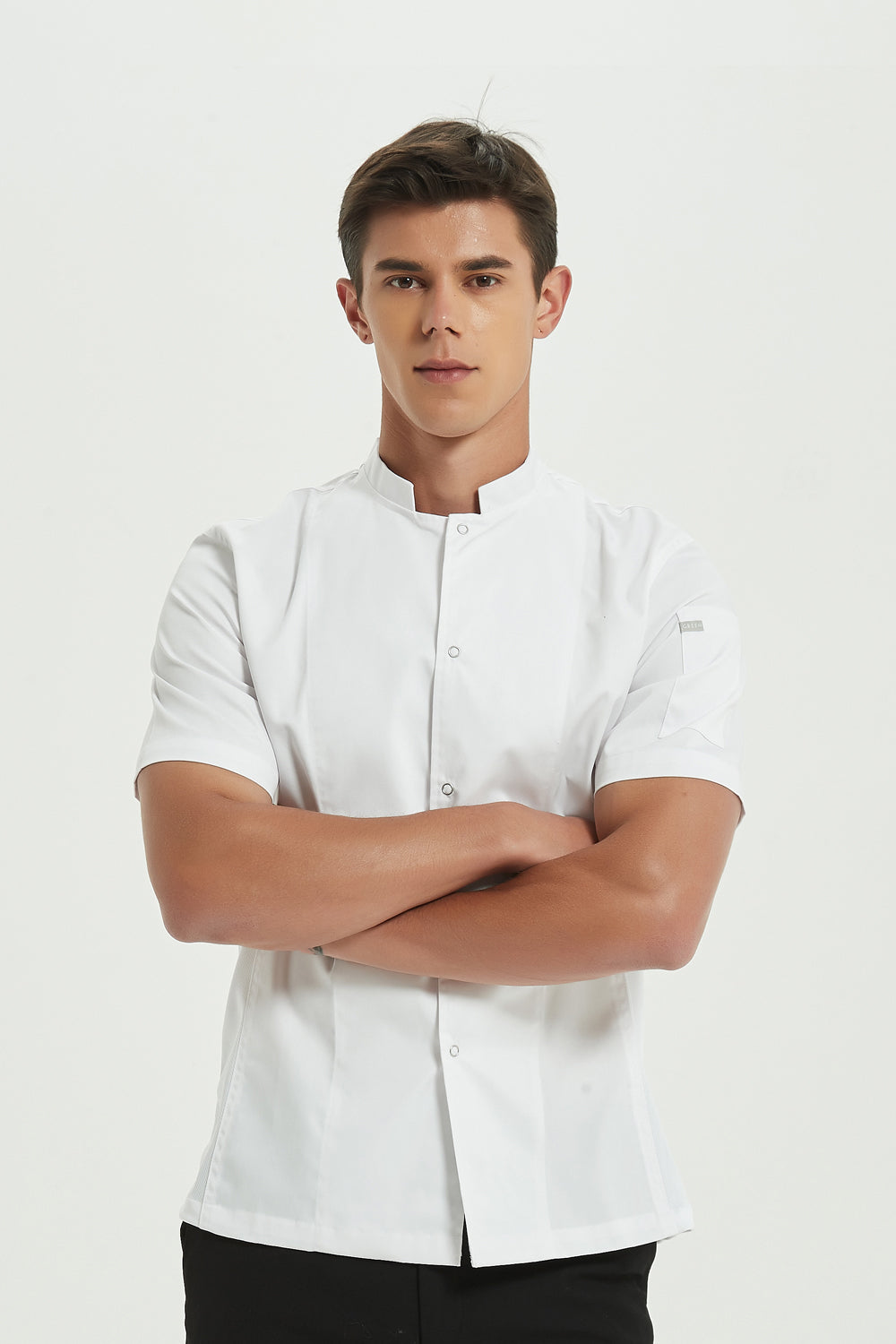 Mint White Chef Jacket, Short Sleeve with Dri-Fit
