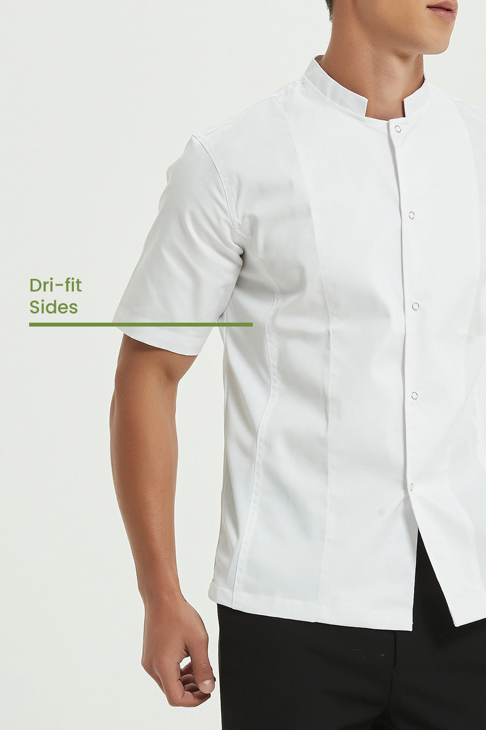 Mint White Chef Jacket, Short Sleeve with Dri-Fit